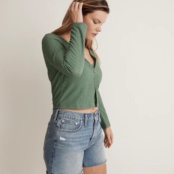 Madewell Crinkled Cardigan in Trellis Green Size XXS NEW - Picture 2 of 8